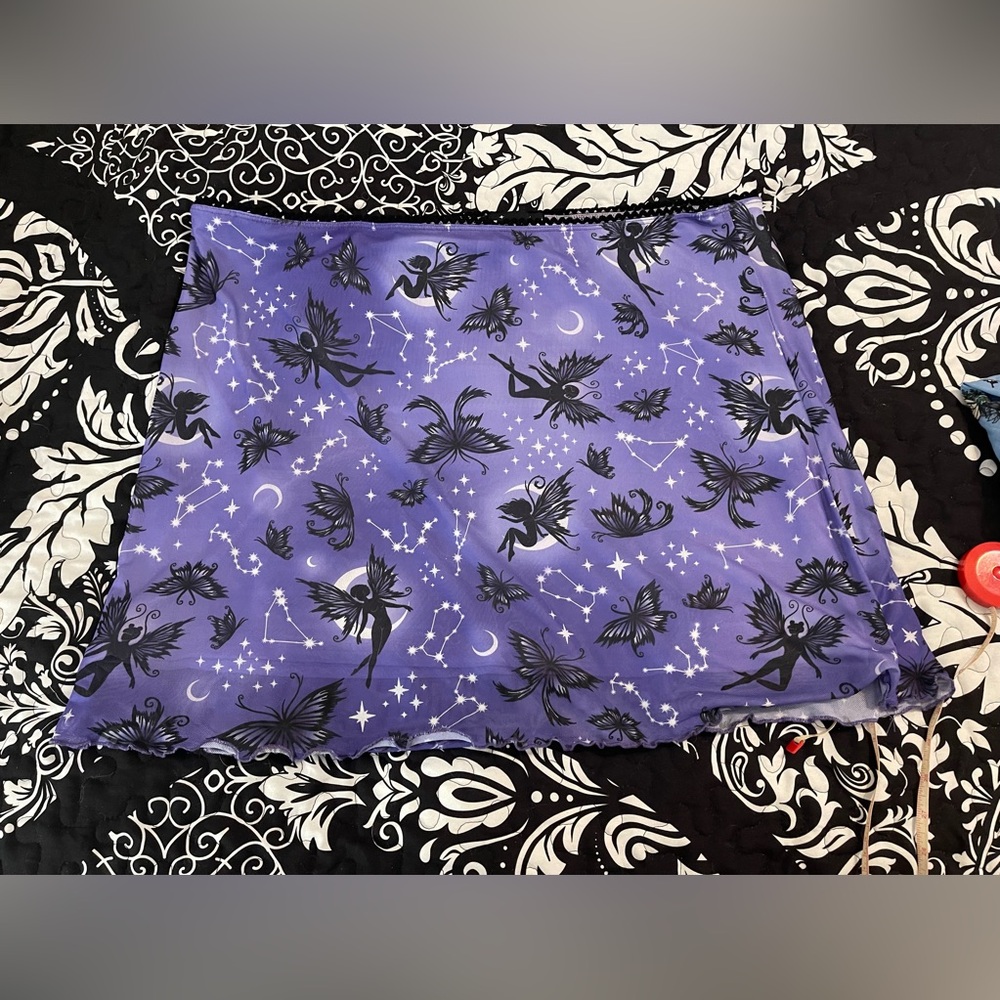 Butterfly & fairies mini shirtpurple/white/ black very cute & sexy size 3x